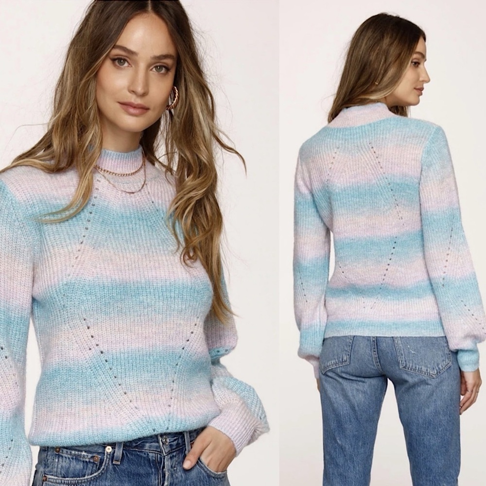 Heartloom - Ellaria Pastel Rainbow Knit Wool Blend Sweater (Size: Medium)